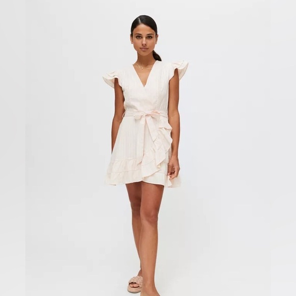 MINKPINK Pink Flutter Sleeve Sundress MINKPINK Kelsey Mini Wrap Dress - Picture 9 of 11